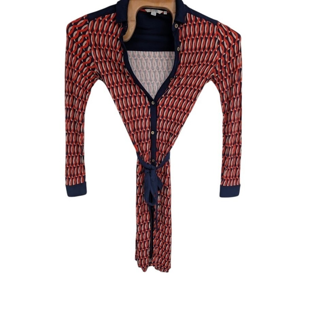 Boden Women's Samara Jersey Shirt Dress Long Sleeve Geometric‎ Pattern sz 6